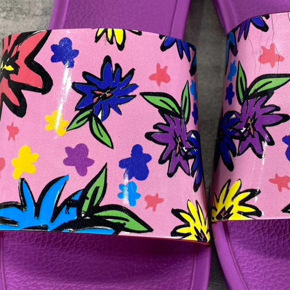 Goats Women's Purple Floral-Print The Slide W Round-Toe Slide Sandals SZ 5 - Picture 5 of 12
